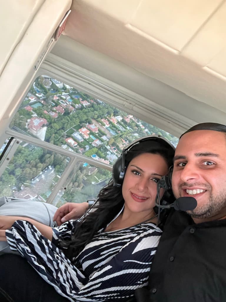 Sobia and Omar on a helicopter ride