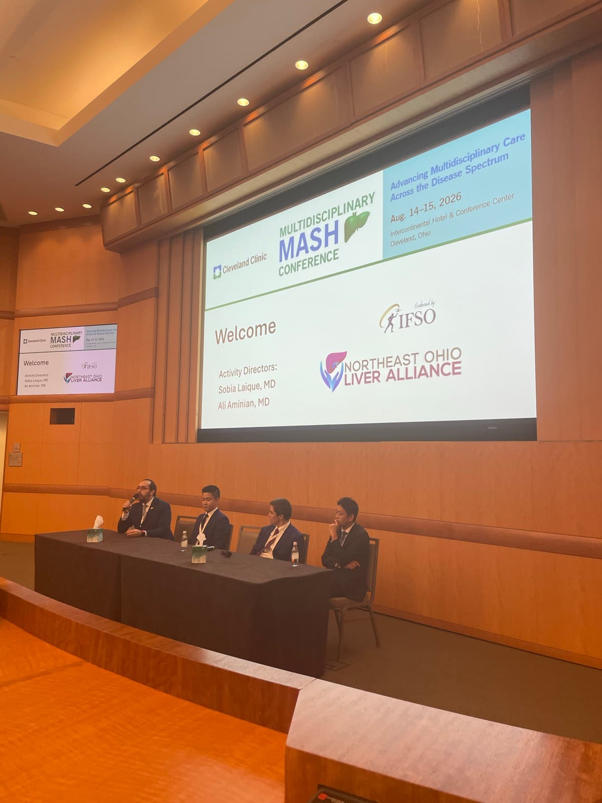 Welcome slide for the Multidisciplinary MASH Conference listing Sobia Laique, MD, as Activity Director